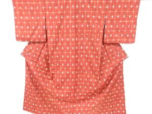 リサイクル　格子織り出し手織り紬着物